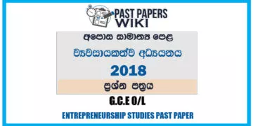 2018 O/L Entrepreneurship Studies Past Paper | Sinhala Medium