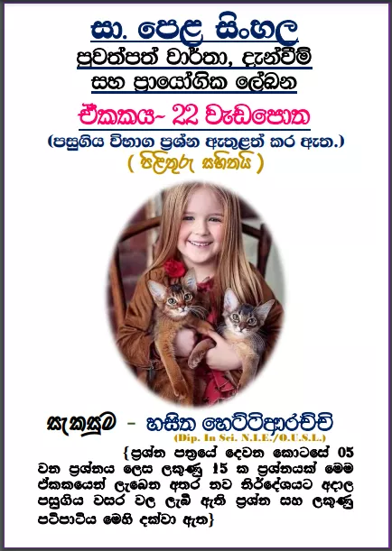 Grade 11 Sinhala Unit 22 | Prayogika Lekana Workbook