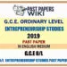 2019 O/L Entrepreneurship Studies Past Paper | English Medium
