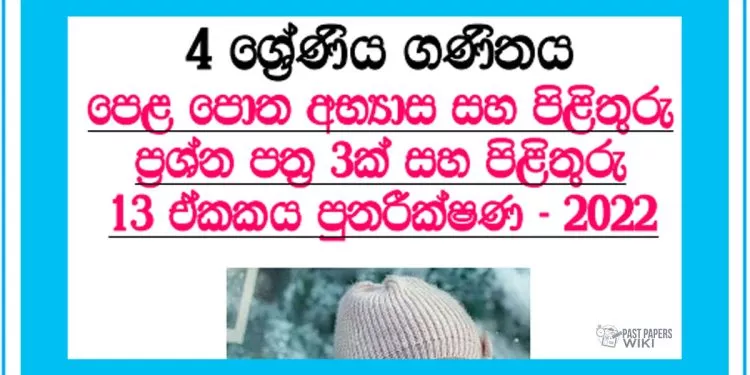 Parimawa Ha Darithawaya (01) Grade 04 Mathematics Unit 13 | Questions and Answers