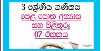 Grade 03 Mathematics Unit 07 Questions and Answers