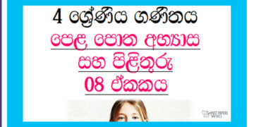 Grade 04 Mathematics | Unit 08 Questions and Answers