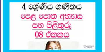 Grade 04 Mathematics | Unit 08 Questions and Answers