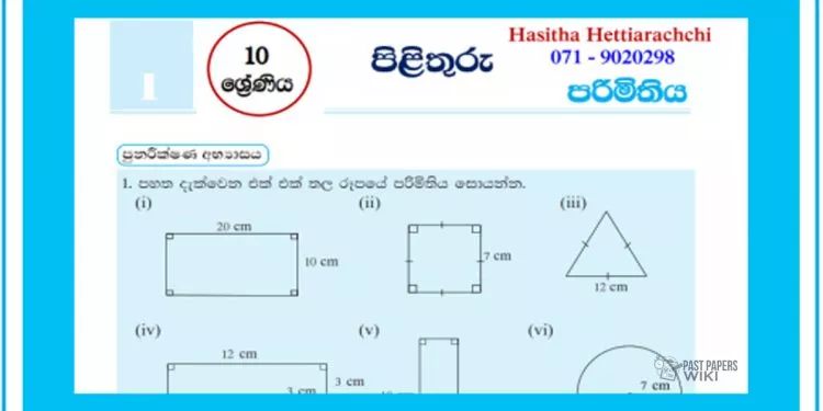 Grade 10 Mathematics Unit 01 | Perimeter Questions and Answers