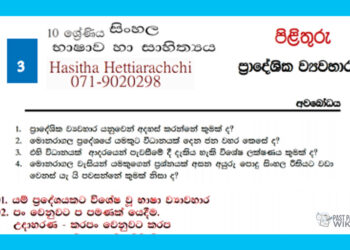 Grade 10 Sinhala Unit 03 | Pradeshiya Viwahara – Answers