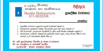 Grade 10 Sinhala Unit 03 | Pradeshiya Viwahara – Answers