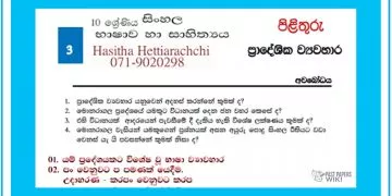Grade 10 Sinhala Unit 03 | Pradeshiya Viwahara – Answers