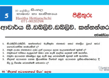 Grade 10 Sinhala Unit 05 | Dr. C.W.W.Kannangara – Answers