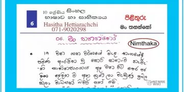 Grade 10 Sinhala Unit 06 | Man Thananno – Answers