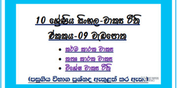 Grade 10 Sinhala Unit 09 | Sentence Rules Workbook