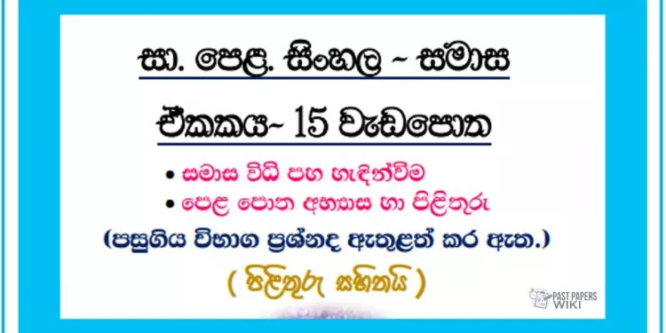 Grade 11 Sinhala Unit 15 | Samasa Workbook