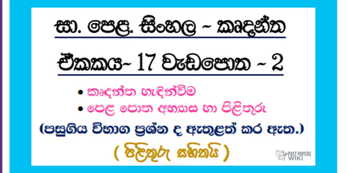 O/L Sinhala - Unit 17 | Participle