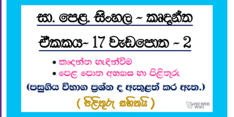 O/L Sinhala – Unit 17 | Participle