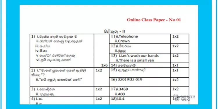 Grade 05 | Examination For Grade Five Students (Model Paper Answer) 01 – ii