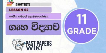 Grade 11 Home Economics | Lesson 02 | Gruhiya Sampath Kalamanakaranaya Short Note