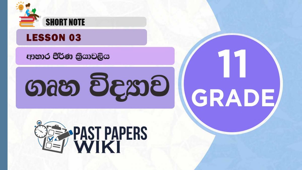 Grade 11 Home Economics | Lesson 03 | Ahara Jirna Kriyawaliya Short Note