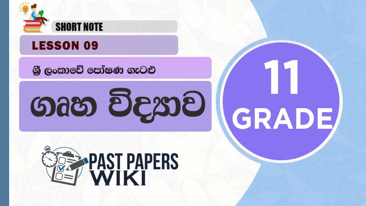 Grade 11 Home Economics | Lesson 09 | Sri Lankawe Poshana Getalu Short Note
