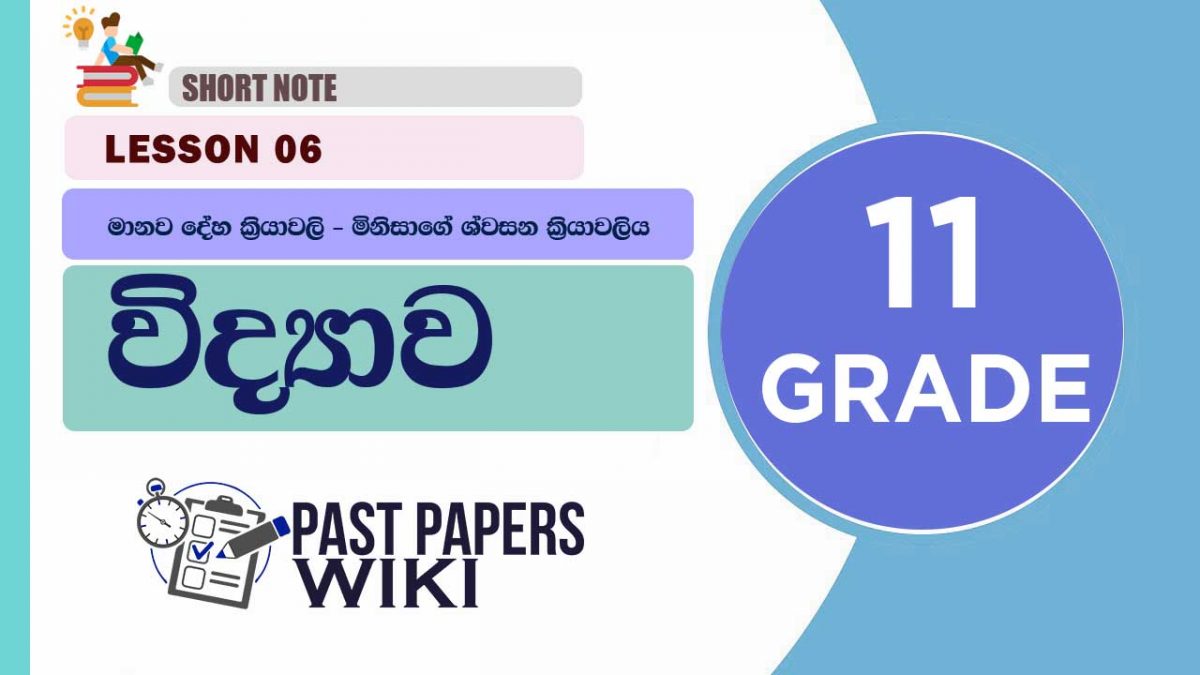 Manawa Deha Kriyawali – Minisage Swasana Kriyawaliya short note | Grade 11 Science | Lesson 06