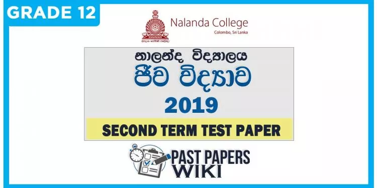 Nalanda College Biology 2nd Term Test paper 2019 - Grade 12