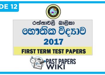 Rathnavali Balika College Physics 1st Term Test paper 2017 - Grade 12