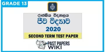 Royal College Biology 2nd Term Test paper 2020 - Grade 13