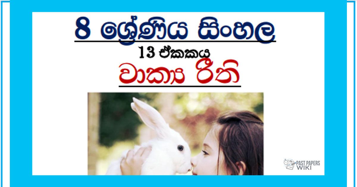 Grade 08 Sinhala Unit 13 | Wakya Riithi