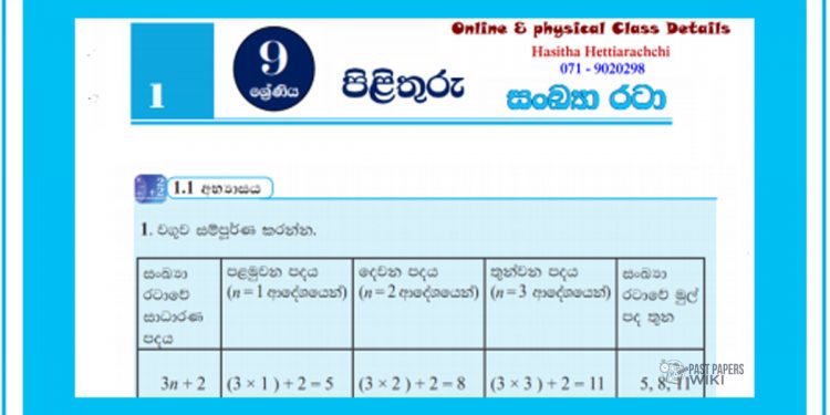 Grade 09 Mathematics Unit 01 | Number Patterns – textbook exercises
