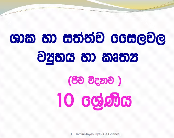 Shaka ha Sathwa Sailawala Viyuhaya ha Kruthya - Grade 10 Science Lesson 06 | Short Note