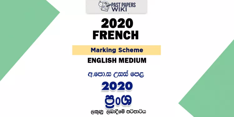 2020 A/L French Marking Scheme – English Medium