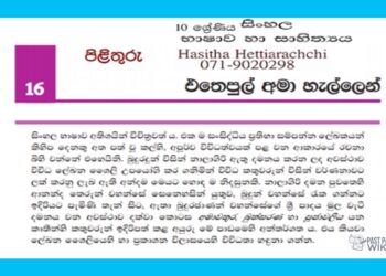 Grade 10 Sinhala Language Unit 16 | Ethepul Ama Hellen