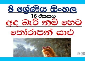 Grade 08 Sinhala Unit 16 | Ada Berinam Heta Thorapan Yalu