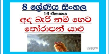 Grade 08 Sinhala Unit 16 | Ada Berinam Heta Thorapan Yalu