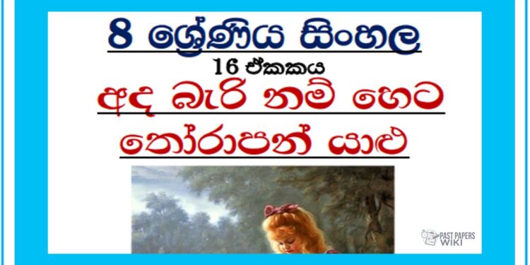 Grade 08 Sinhala Unit 16 | Ada Berinam Heta Thorapan Yalu