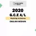 G.C.E A/L 2020 Exam Paper Marking Schemes in English Medium