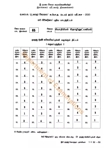 2020 A/L Engineering Technology Marking Scheme – Tamil Medium