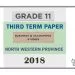 Grade 10 Business and Accounting Studies 3rd Term Test Paper 2018 English Medium – North Western Province