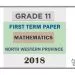 Grade 11 Mathematics 1st Term Test Paper 2018 English Medium – North Western Province