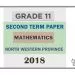 Grade 11 Mathematics 2nd Term Test Paper 2018 English Medium – North Western Province