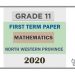 Grade 11 Mathematics 1st Term Test Paper 2020 English Medium – North Western Province