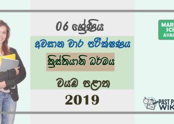 Grade 06 Christianity 3rd Term Test Paper with Answers 2019 Sinhala Medium - North Western Province