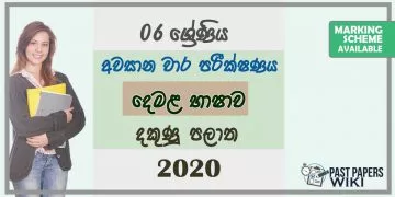 Grade 06 Tamil 3rd Term Test Paper with Answers 2020 Sinhala Medium - Southern Province