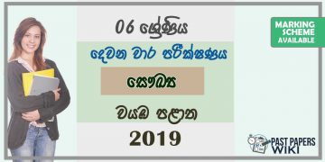 Grade 06 Health And Physical Education 2nd Term Test Paper with Answers 2019 Sinhala Medium - North Western Province