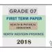 Grade 07 Health 1st Term Test Paper 2018 English Medium – North Western Province