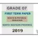 Grade 07 Health 1st Term Test Paper 2019 English Medium – North Western Province