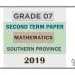 Grade 07 Mathematics 2nd Term Test Paper 2019 English Medium – Southern Province