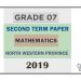 Grade 07 Mathematics 2nd Term Test Paper 2019 English Medium – North Western Province