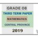 Grade 08 Mathematics 3rd Term Test Paper 2019 English Medium – Central Province