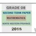 Grade 08 Mathematics 2nd Term Test Paper 2018 English Medium – North Western Province