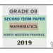 Grade 08 Mathematics 2nd Term Test Paper 2019 English Medium – North Western Province