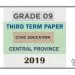 Grade 09 Civic Education 3rd Term Test Paper 2019 English Medium – Central Province